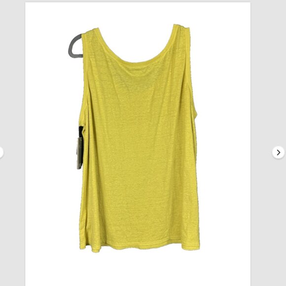EILEEN FISHER U Neck Top Plus size 2X  Linen Jersey Citron Sleeveless Simple NEW - Picture 2 of 7